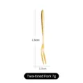 Elegant gold 304 stainless steel two-tine dessert fork for fruit, cakes and mooncakes - Gold Mirror Polished Two-Prong Fork