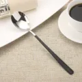 Korean style 304 stainless steel long handle spoon with elegant matte black finish - Spoon / Black