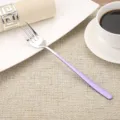 Elegant long handle stainless steel fork with purple lacquered finish for fine dining. - Fork / Purple