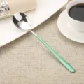 Premium 304 stainless steel long handle Korean spoon with a matte green finish handle - Spoon / Green