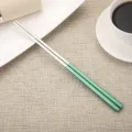 Premium 304 stainless steel Korean chopsticks with matte green lacquered handle - Chopsticks / Green