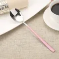 Elegant 304 stainless steel long handle spoon with pink lacquer finish for home use - Spoon / Pink