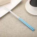 304 stainless steel Korean style chopsticks featuring elegant light blue painted handles - Chopsticks / Blue