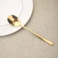 Hochwertiger goldener Edelstahllöffel mit langem Griff für Suppen oder zum Rühren - 304 Klasse Koreanischer Löffel mit langem Griff / Gold