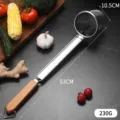 Edelstahlsieb für Nudeln mit Holzgriff, 53 cm Gesamtlänge, 10,5 cm Durchmesser, 230g - Flacher Holzgriff Lang (10#) / 10.5cm