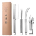 Professional 4-piece stainless steel pineapple peeler and fruit eye remover tool set - Boxed 4-Piece Set