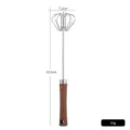 Semi-automatic stainless steel egg whisk with wood-grain handle, 33.5cm length whisk - Wood Grain Handle (CZ-Q580) / L