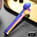 Iridescent rainbow 304 stainless steel ice tongs with serrated edges, 12.3cm long - 304 Stainless Steel (Rainbow) / 12.3cm / Iridescent