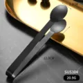 Durable black 304 stainless steel sugar tongs with serrated teeth for ice and food - 304 Stainless Steel (Black)