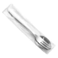 High quality mini stainless steel dessert spoon and fork set in a clear plastic bag - Wide Handle Spoon Fork Set