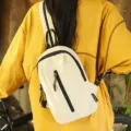 Professional outdoor nylon sling chest bag in cream white for cycling and commuting - Off White