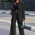 Women solid color long sleeve casual suit two-piece set autumn winter fashion outfit - S / Top And Bottom / Black