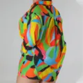 Plus size colorful printed lapel long sleeve shirt and shorts set for women spring wear. - XL / Top And Bottom