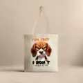 Primer plano de bolsa de lona con beagle gruñón y estampado de eslogan divertido. - Perro Beagle Divertido (jiayingstd126) / 34*39cm