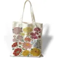 Vista detallada del bolso tote de lona retro con estampados florales estilo óleo - Estilo de Ilustración Floral Rica (jiayingstd330) / 34x39cm