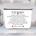 Neceser de lona con corazón y mensaje impreso To My Daughter para regalo de hija - Para Mi Hija Cita De Madre
