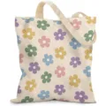 Detailed view of canvas tote bag with colorful flower patterns and shoulder straps. - Colorful Daisy Pattern (jiayingstd352) / 34x39cm