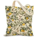 Detailed view of canvas tote bag with vintage lemon and hummingbird botanical pattern print - Lemon Hummingbird Pattern (jiayingstd355) / 34x39cm
