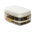 Portable multi-layer pill storage box organizer, weekly medicine container with gold clasp. - Cream