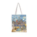 Bolso de lona vintage con estampado artístico de monumentos de París y cielo estrellado - Monumentos de París y Arte-Elementos de Mona Lisa (jiayingstd143) / 34*39cm