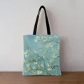 Detailed view of retro canvas tote bag featuring Van Gogh's Almond Blossom oil painting - Almond Blossoms Style (jiayingstd133) / 34x39cm
