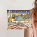 Detailed view of retro oil painting print cosmetic bag featuring Paris art motifs - Art Paris (jiayingpbb0445)