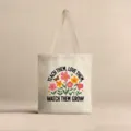 Bolsa de tela con estampado floral y cita inspiradora Teach Them Love Them. - Eslógan Floral Vintage (jiayingstd120) / 34*39cm