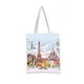 Detalle del estampado vintage de la arquitectura de París en un bolso grande de lona - Paisaje Urbano de París en Tonos Grises-Arco del Triunfo (jiayingstd148) / 34*39cm