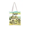 Impresión detallada de las Grandes Pirámides y la Esfinge en bolso de lona vintage - Ilustración de Monumentos de Egipto-Pirámides (jiayingstd151) / 34*39cm