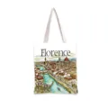 Detalle del estampado de arquitectura vintage de Florencia en bolso de lona blanca - Panorama de la Ciudad de Florencia-Estilo Vintage Italiano (jiayingstd152) / 34*39cm