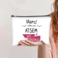 Stylish canvas pouch with "Merci d'être une ATSEM" print, perfect teacher gift idea. - French Style (ATSEM Geniale)