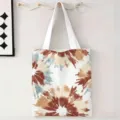 Bolso de lona tie-dye con estampado floral marrón y azul - Estilo Tie-Dye Floral Retro (jiayingstd166) / 34x39cm