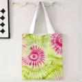 Bolsa de lona ecológica con un vibrante patrón en espiral tie-dye rosa y verde - Estilo Tie-Dye Espiral Rosa Verde (jiayingstd168) / 34x39cm