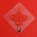 Red Chinese knot wall hook punch-free adhesive hook heavy duty for home kitchen door decor. - Chinese Knot Style