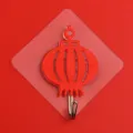 Red lantern sticky wall hook, festive new year home decor wall hanger, punch-free hook. - Red Lantern Style