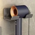 Supporto murale per asciugacapelli senza perforazione scaffale portaoggetti bagno - Base A01 / Grigio