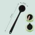 Long handled black silicone bath brush with double sided soft bristles and massage particles. - Black