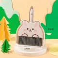 Desktop mini broom and dustpan set, cute rabbit design, small cleaning tool for table use. - Rabbit / Off White