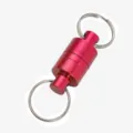 Aluminum alloy magnetic release keychain with strong neodymium magnets and dual split rings. - Red