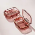 Portable mini pill box, transparent compartmentalized daily medication organizer for travel. - Red