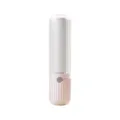 Portable lint roller for clothes and pet hair removal, stylish pink ribbed design with clear cover. - Cherry Pink