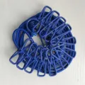 Portable outdoor elastic clothesline with multiple windproof clips for home and travel use. - OPP Packaging / Blue