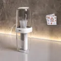 Portable travel toothbrush cup set, clear multi-layer wash mug for family use. - Double Layer / White
