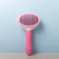 Pink pet slicker brush for dogs and cats, stainless steel pins with ergonomic handle. - Protective Fine Needles (OPP Pack) / Pink