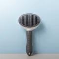 Grey and white pet slicker brush for cats and dogs, self-cleaning dog grooming tool. - Protective Fine Needles (OPP Pack) / Gray
