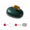 Peeling Buerste mit ergonomischem Goldgriff und Schrubbpad fuer die taegliche Duschpflege zu Hause - Mit Zwei Ersatzbezügen / Dunkelgrün