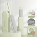 Milky green electrostatic hair removal brush 2-piece set, double-sided cleaning tool for clothes. - Large Brush + Portable Brush Set (Double-Sided) / Creamy Green