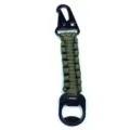 Outdoor paracord keychain with eagle clip and bottle opener, tactical woven survival rope. - Army Green