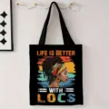 Bolso tote de lona negro con estampado de mujer africana 'Life is Better with Locs' - Estilo Vida con Locs (jiayingstd176) / 34x39cm