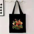 Bolso tote de lona negra resistente con estampado gráfico colorido de Juneteenth Vibes - Estilo Vibras Juneteenth (jiayingstd175) / 34x39cm